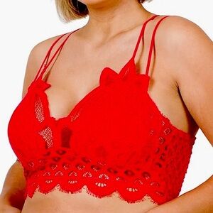 Strappy red lace bralette sizes 36, 38 NIB
